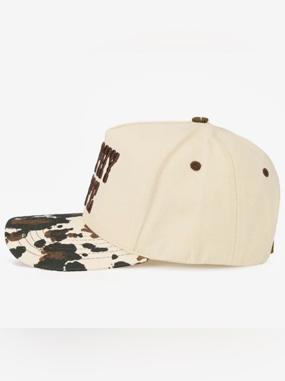 Trophy Wife Embroidered Beige & Brown Cow/Camo Baseball Cap - Picture 3 of 4